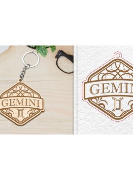 Σετ των 3 Intra απο ξύλο plywood 3mm-4mm πάχος - Κοπή Laser Μπρελόκ Gemini | Ζώδιο Δίασταση 4x4 cm INTRAFABR-100963347