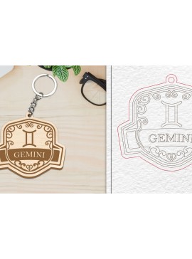 Σετ των 3 Intra απο ξύλο plywood 3mm-4mm πάχος - Κοπή Laser Μπρελόκ Gemini | Ζώδιο Δίασταση 4x4 cm INTRAFABR-100515737