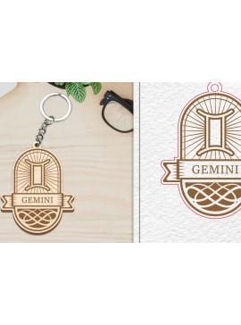 Σετ των 3 Intra απο ξύλο plywood 3mm-4mm πάχος - Κοπή Laser Μπρελόκ Gemini | Ζώδιο Δίασταση 4x4 cm INTRAFABR-100961018