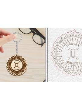 Σετ των 3 Intra απο ξύλο plywood 3mm-4mm πάχος - Κοπή Laser Μπρελόκ Gemini | Zodiac  Δίασταση 4x4 cm INTRAFABR-102289105