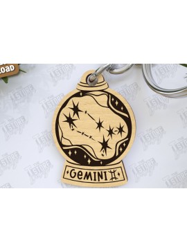 Σετ των 3 Intra απο ξύλο plywood 3mm-4mm πάχος - Μπρελόκ Gemini Zodiac Laser Cut| Ζωδιακός κύκλος Δίασταση 4x4 cm INTRAFABR-123373706
