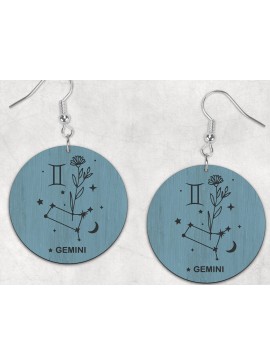 Σετ των 3 Intra απο ξύλο plywood 3mm-4mm πάχος - Σκουλαρίκια Boho Zodiac Gemini Δίασταση 3x3 cm INTRAFABR-28512092