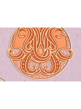 Σετ των 2 Intra απο ξύλο plywood 3mm-4mm πάχος - Πρότυπο πίνακα τοίχου Zodiac Gemini Δίασταση 12x12 cm INTRAFABR-101140481