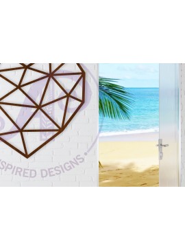 Σετ των 3 Intra απο ξύλο plywood 3mm-4mm πάχος - Επιτοίχια πινακίδα Geo Heart,  κοπής με λέιζερ  Δίασταση 20x20 cm INTRAFABR-122775168