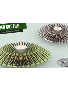 Σετ των 2 Intra απο ξύλο plywood 3mm-4mm πάχος - Γεωμετρικό, Κηροπήγιο, Κοπή Laser,  Δίασταση 20x20 cm INTRAFABR-102240299