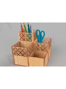 Σετ των 2 Intra απο ξύλο plywood 3mm-4mm πάχος -  κοπής με λέιζερ Geometric Desk Organizer Δίασταση 20x20 cm INTRAFABR-116658058