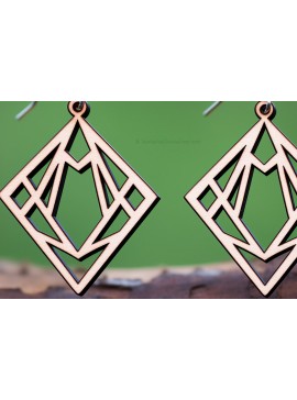 Σετ των 3 Intra απο ξύλο plywood 3mm-4mm πάχος -  κοπής με λέιζερ γεωμετρικό σκουλαρίκι  Δίασταση 3x3 cm INTRAFABR-95724631