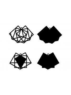 Σετ των 3 Intra απο ξύλο plywood 3mm-4mm πάχος - Γεωμετρικό Σκουλαρίκι  Πολύγωνο Σκουλαρίκι Δίασταση 3x3 cm INTRAFABR-77080680