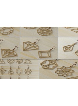 Σετ των 3 Intra απο ξύλο plywood 3mm-4mm πάχος - Γεωμετρικά σκουλαρίκια για μηχανές κοπής 468 Δίασταση 3x3 cm INTRAFABR-56475669