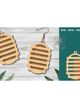 Σετ των 3 Intra απο ξύλο plywood 3mm-4mm πάχος - Γεωμετρικά σκουλαρίκια  1 Δίασταση 3x3 cm INTRAFABR-124447802