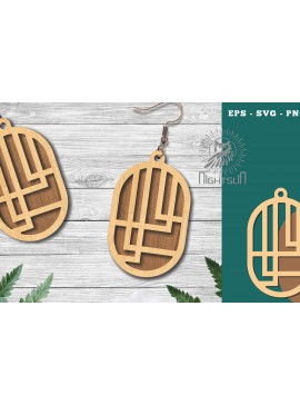 Σετ των 3 Intra απο ξύλο plywood 3mm-4mm πάχος - Γεωμετρικά σκουλαρίκια  16 Δίασταση 3x3 cm INTRAFABR-124448446