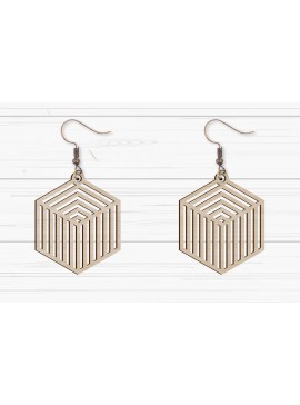 Σετ των 3 Intra απο ξύλο plywood 3mm-4mm πάχος -  με λέιζερ γεωμετρικά σκουλαρίκια Δίασταση 3x3 cm INTRAFABR-93883092