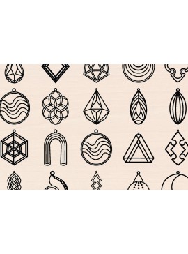 Σετ των 2 Intra απο ξύλο plywood 3mm-4mm πάχος - Γεωμετρικά σκουλαρίκια Laser Cut Πακέτο  Δίασταση 3000x3000 cm INTRAFABR-118483312