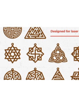 Σετ των 3 Intra απο ξύλο plywood 3mm-4mm πάχος - Γεωμετρικά Σκουλαρίκια - Αρχεία  Cut Laser Δίασταση 3x3 cm INTRAFABR-32643489