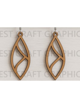 Σετ των 3 Intra απο ξύλο plywood 3mm-4mm πάχος - Σκουλαρίκια με σκελετό με γεωμετρικό φύλλο Δίασταση 3x3 cm INTRAFABR-123814072