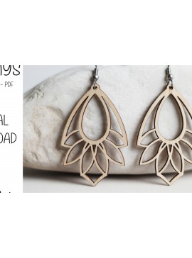 Σετ των 3 Intra απο ξύλο plywood 3mm-4mm πάχος - Γεωμετρικά σκουλαρίκια Lotus Drop Δίασταση 3x3 cm INTRAFABR-121663709