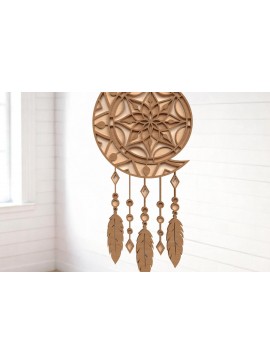 Σετ των 3 Intra απο ξύλο plywood 3mm-4mm πάχος - Geometric Moon Dreamcatcher  Δίασταση 6x6 cm INTRAFABR-121402522