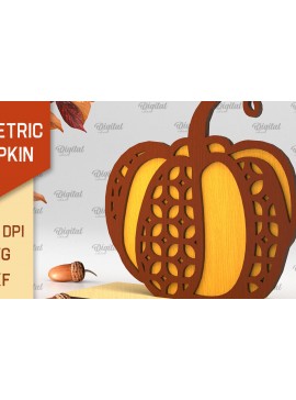 Σετ των 2 Intra απο ξύλο plywood 3mm-4mm πάχος - Γεωμετρική κολοκύθας. Φθινοπωρινή κολοκύθα Δίασταση 15x15 cm INTRAFABR-103448795