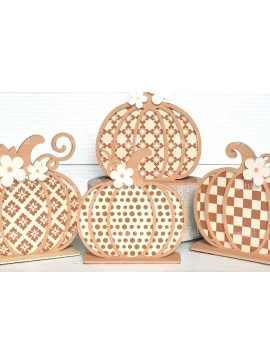 Σετ των 2 Intra απο ξύλο plywood 3mm-4mm πάχος - Γεωμετρικό Σετ κολοκύθας  Δίασταση 30x20 cm INTRAFABR-125417226