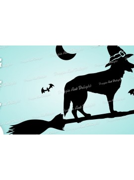 Σετ των 2 Intra απο ξύλο plywood 3mm-4mm πάχος - German Shepherd Halloween Spooky Dog  Δίασταση 15x15 cm INTRAFABR-77796404