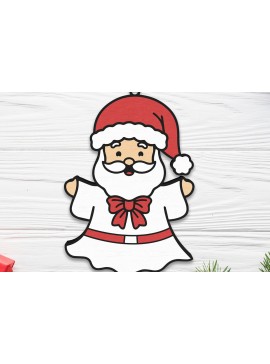 Σετ των 3 Intra απο ξύλο plywood 3mm-4mm πάχος - Χριστουγεννιάτικο στολίδι Ghost Santa Claus  Δίασταση 6x6 cm INTRAFABR-109510473