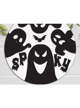Σετ των 2 Intra απο ξύλο plywood 3mm-4mm πάχος - Πινακίδα Ghost Spooky Door  Δίασταση 20x20 cm INTRAFABR-102201725