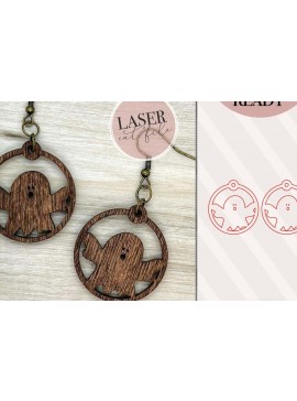 Σετ των 3 Intra απο ξύλο plywood 3mm-4mm πάχος - Ghosts Laser Earrings  Δίασταση 3x3 cm INTRAFABR-73932938