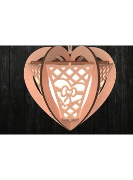 Intra απο ξύλο plywood 3mm-4mm πάχος - Δώρο Φανάρι καρδιών με φιόγκο για την ημέρα του Αγίου Βαλεντίνου Δίασταση 30x20 cm INTRAFABR-112203111