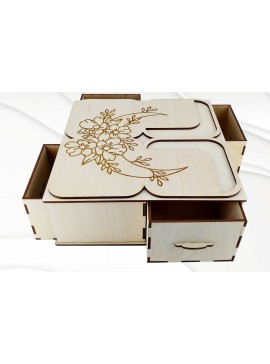 Σετ των 2 Intra απο ξύλο plywood 3mm-4mm πάχος - Κουτί δώρου 4 σε 1 Δίασταση 206x206 cm INTRAFABR-30328628