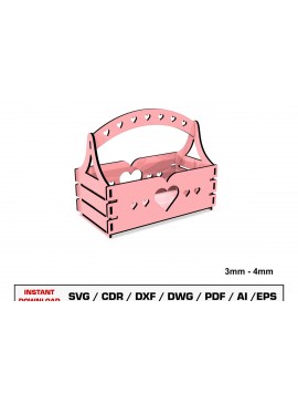 Σετ των 2 Intra απο ξύλο plywood 3mm-4mm πάχος - Καλάθι δώρου  κοπής με λέιζερ Δίασταση 20x20 cm INTRAFABR-108457502