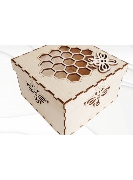 Σετ των 3 Intra απο ξύλο plywood 3mm-4mm πάχος - Κουτί δώρου Μέλισσα, Μοτίβο κοπής με λέιζερ. Δίασταση 100x163 cm INTRAFABR-33161817