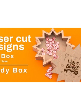 Σετ των 2 Intra απο ξύλο plywood 3mm-4mm πάχος - Κουτί δώρου,  με λέιζερ,  Glowforge Δίασταση 20x20 cm INTRAFABR-80069278