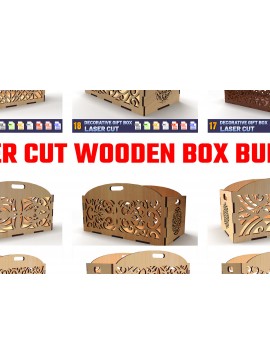 Σετ των 2 Intra απο ξύλο plywood 3mm-4mm πάχος - Κουτί δώρου Δέσμη Ξύλινου Κουτιού Laser Cut 02 Δίασταση 15x15 cm INTRAFABR-84738876