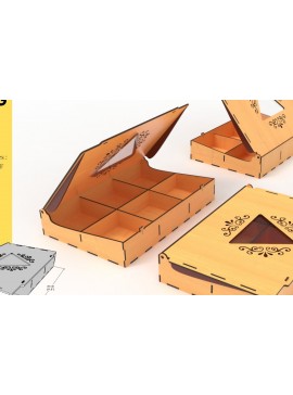 Σετ των 3 Intra απο ξύλο plywood 3mm-4mm πάχος - Κουτί δώρου, Κουτί με καρύδια,  κοπής με λέιζερ,  Δίασταση 4x4 cm INTRAFABR-84160239