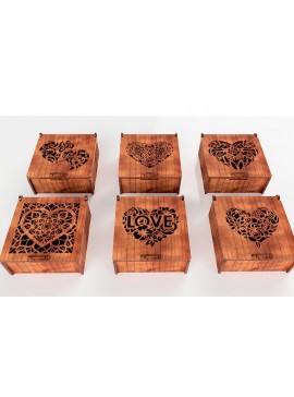 Σετ των 3 Intra απο ξύλο plywood 3mm-4mm πάχος - Σετ κουτί δώρου με καρδιές Δίασταση 4x4 cm INTRAFABR-116216286
