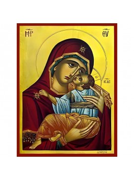 Σετ των 2 Εικόνα Ορθοδοξίας με περίγραμμα χρυσό σε ξύλο Φλαμουρίας  με  βάση Εικόνα ΠΑΝΑΓΙΑ ΜΕ ΧΡΙΣΤΟ, ΓΛΥΚΟΦΙΛΟΥΣΑ ΤΩΝ ΧΙΟΝΩΝ, ΝΑΞΟΣ (ΑΠΟΚΑΤΑΣΤΑΣΙΣ ΠΡΩΤΟΤΥΠΟΥ) Χειροποίητη Ελληνορθόδοξη εικόνα του Ιησού Χριστού, Κρεμαστή πλάκα βυζαντινής τέχνης, χριστιαν