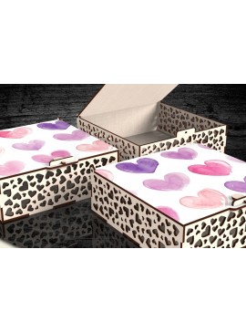 Σετ των 2 Intra απο ξύλο plywood 3mm-4mm πάχος - Κουτί δώρου για την ημέρα του Αγίου Βαλεντίνου Δίασταση 20x20 cm INTRAFABR-114392513