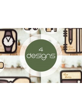 Σετ των 2 Intra απο ξύλο plywood 3mm-4mm πάχος - Πακέτο θήκης δωροκάρτας με 4 σχέδια Δίασταση 20x20 cm INTRAFABR-99277669