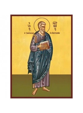 Εικόνα Ορθοδοξίας με περίγραμμα χρυσό σε ξύλο Φλαμουρίας  με  βάση Εικόνα ΑΓΙΟΣ ΑΠΟΣΤΟΛΟΣ ΚΑΙ ΕΥΑΓΓΕΛΙΣΤΗΣ ΜΑΤΘΑΙΟΣ, ΟΛΟΣΩΜΟΣ Χειροποίητη Ελληνορθόδοξη εικόνα του Ιησού Χριστού, Κρεμαστή πλάκα βυζαντινής τέχνης, χριστιανική τέχνη Διάσταση 40x30 cm (10,2x7