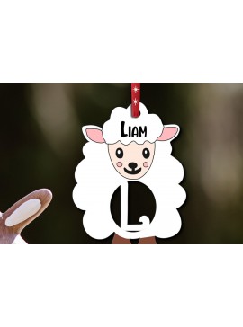 Σετ των 3 Intra απο ξύλο plywood 3mm-4mm πάχος - Επιστολή δώρου L Πρόβατο πασχαλινό στολίδι Αρνί Δίασταση 6x6 cm INTRAFABR-112774079