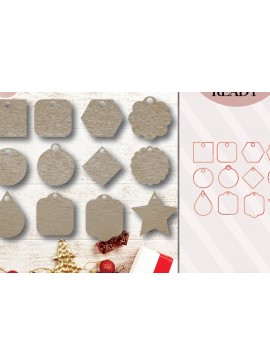 Σετ των 2 Intra απο ξύλο plywood 3mm-4mm πάχος - Πακέτο ετικετών δώρου Δίασταση 20x20 cm INTRAFABR-74342579
