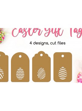 Σετ των 2 Intra απο ξύλο plywood 3mm-4mm πάχος - Ετικέτες δώρου με Πασχαλινά αυγά  Cut Files Δίασταση 15x15 cm INTRAFABR-117523072