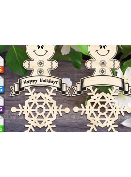 Σετ των 3 Intra απο ξύλο plywood 3mm-4mm πάχος - Στολίδι Ginger Breadman Flake Δίασταση 6x6 cm INTRAFABR-85571040