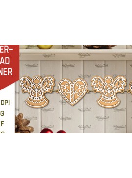 Σετ των 2 Intra απο ξύλο plywood 3mm-4mm πάχος - Σχέδιο κοπής με λέιζερ Banner με μελόψωμο Δίασταση 30x20 cm INTRAFABR-107115440