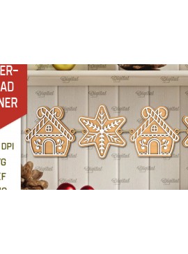 Σετ των 2 Intra απο ξύλο plywood 3mm-4mm πάχος - Σχέδιο κοπής με λέιζερ Banner με μελόψωμο Δίασταση 30x20 cm INTRAFABR-107115480