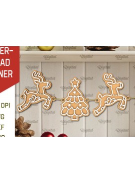 Σετ των 2 Intra απο ξύλο plywood 3mm-4mm πάχος - Σχέδιο κοπής με λέιζερ Banner με μελόψωμο Δίασταση 30x20 cm INTRAFABR-107115229