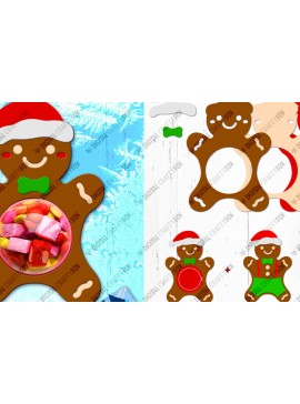 Σετ των 2 Intra απο ξύλο plywood 3mm-4mm πάχος - Gingerbread Candy Dome, 3D Christmas  Δίασταση 26x14 cm INTRAFABR-79991741