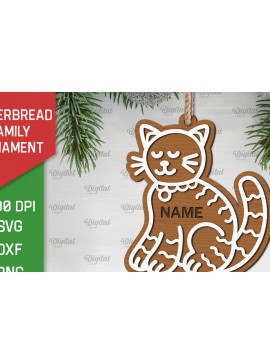 Intra απο ξύλο plywood 3mm-4mm πάχος - Gingerbread Cat . Οικογένεια μελόψωμο Δίασταση 30x20 cm INTRAFABR-102233948
