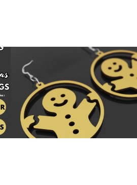 Σετ των 3 Intra απο ξύλο plywood 3mm-4mm πάχος - Χριστουγεννιάτικα σκουλαρίκια μελόψωμο, Κοπή Δίασταση 3x3 cm INTRAFABR-80004443