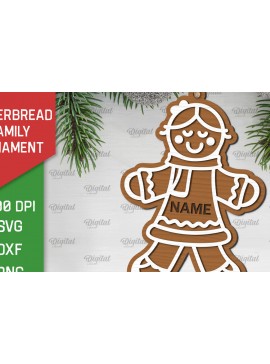 Intra απο ξύλο plywood 3mm-4mm πάχος - Gingerbread Girl . Οικογένεια μελόψωμο Δίασταση 30x20 cm INTRAFABR-102233789